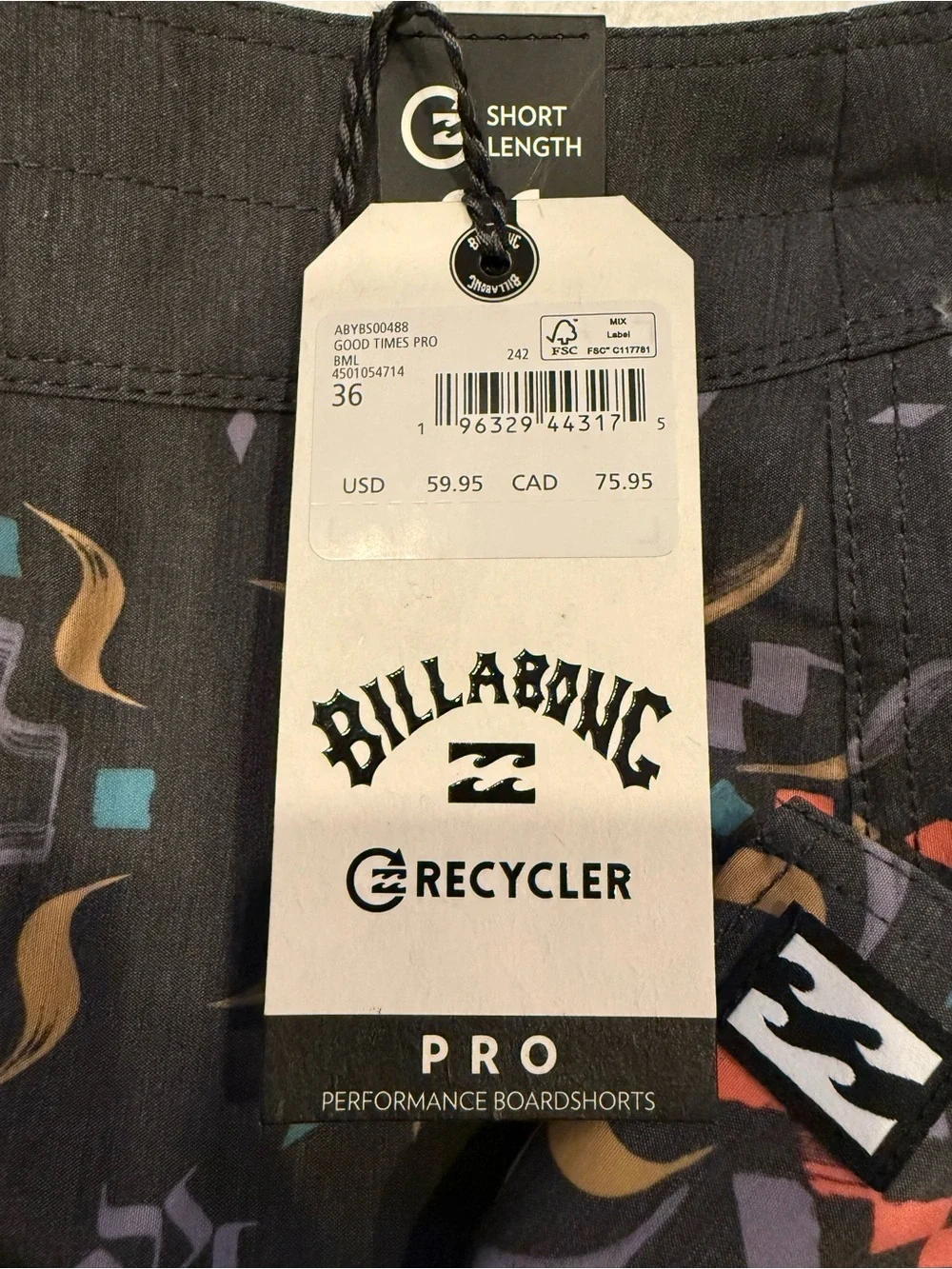 NWT Billabong Recycler Good times Pro performance board shorts men’s size 36